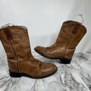 Justin Boots Western Junior Roper Leather Youth Work 3410Y Pull On Size 1 D